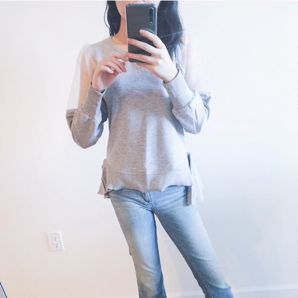MOVING SALE Lace sleeve batt peplum top - Picture 5 of 6